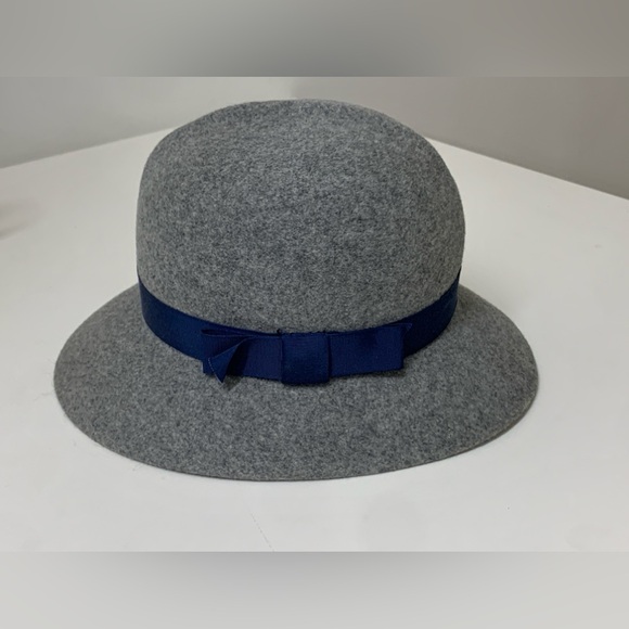 Women’s Vtg Geo. W. Bollman Doeskin 100% Wool Felt Blue Ribbon Hat - Picture 12 of 16